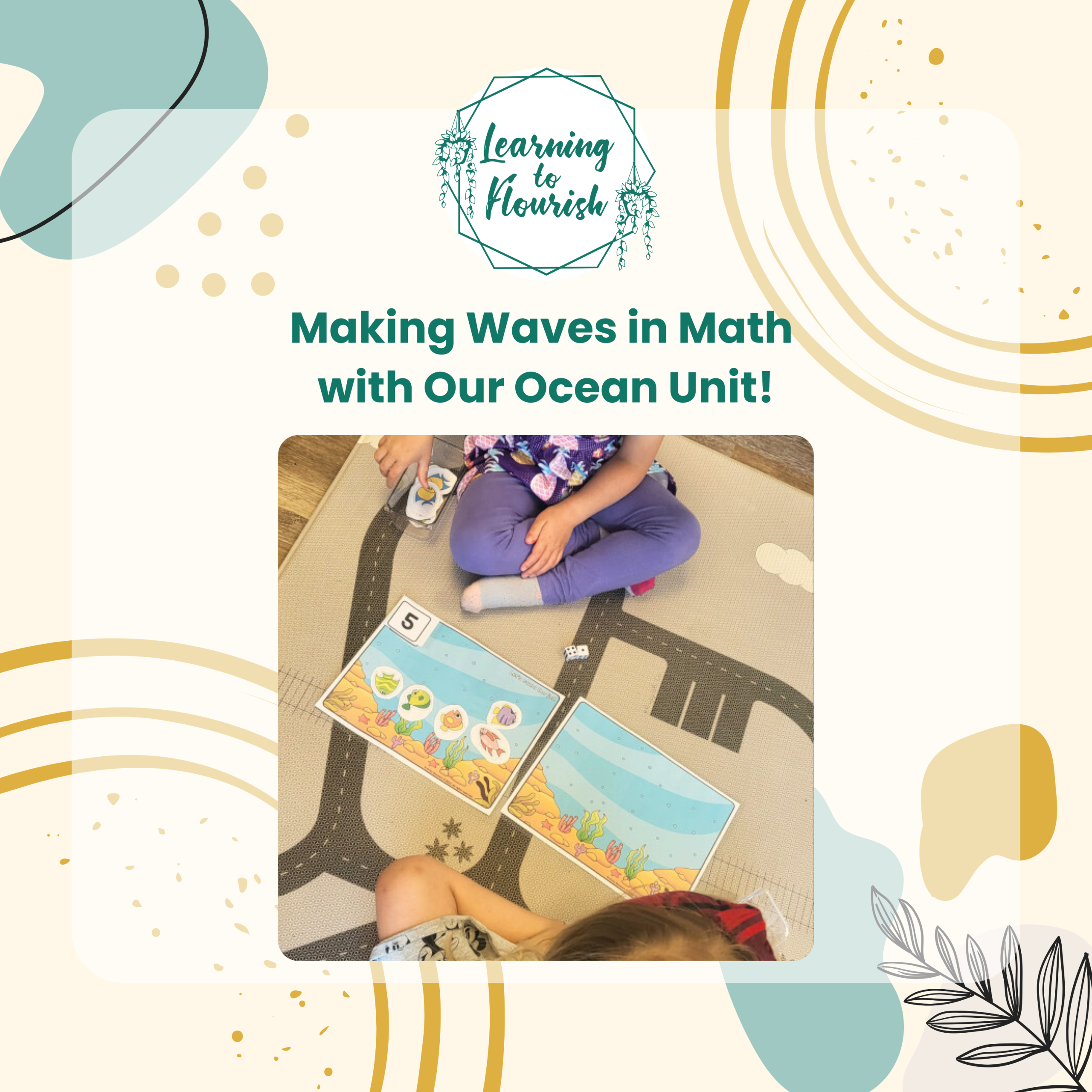 Preschool child completing an ocean-themed math activity with hands-on learning materials.